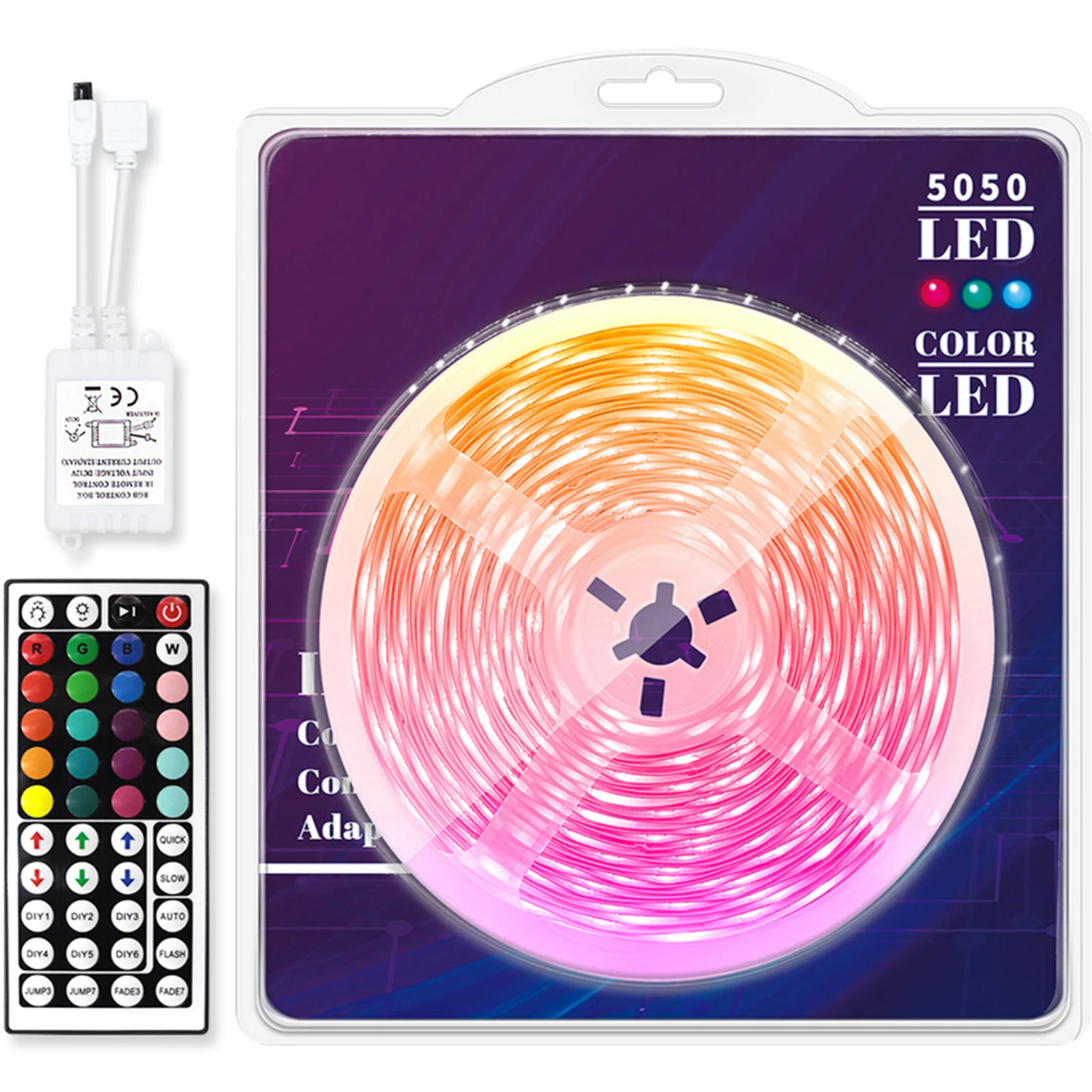 LED Strip Lights, RGB Color Changing LED Lights for Home, LED Lights for Decorations with IR Remote Control, 5050 LEDs, DIY Mode
LED Strip Lights, RGB Color Changing LED Lights for Home, LED Lights for Decorations with IR Remote Control, 5050 LEDs, DIY Mode