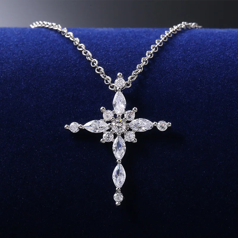 Delicate Sliver Color Cross Pendant Necklace for Women Shine Crystal Stylish Jewelry Wedding Engagement Gift Wholesale
Delicate Sliver Color Cross Pendant Necklace for Women Shine Crystal Stylish Jewelry Wedding Engagement Gift Wholesale