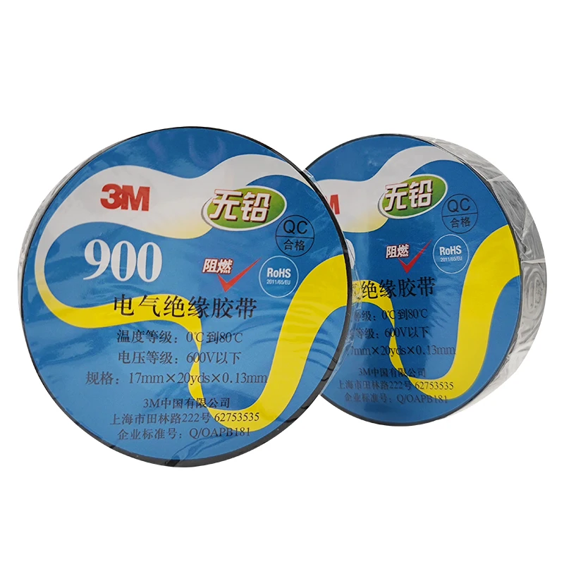 3M Vinyl Electrical Insulation Tape 900 PVC Heat Resistant Electric Isolation Tape Lead-free Electric Wire Tape Black 17mm*20yds
3M Vinyl Electrical Insulation Tape 900 PVC Heat Resistant Electric Isolation Tape Lead-free Electric Wire Tape Black 17mm*20yds