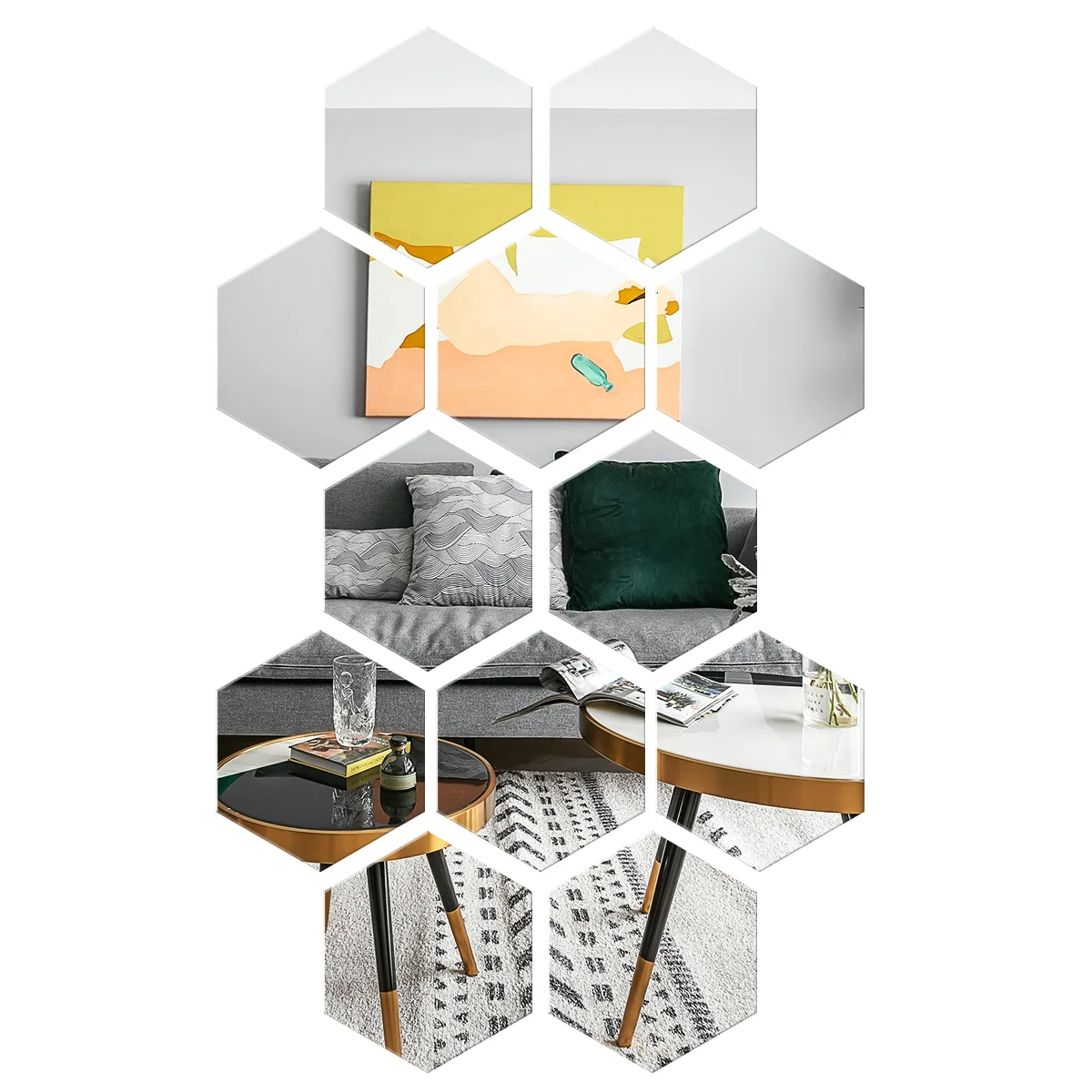 BESPORTBLE 12pcs Hexagonal Acrylic Mirrors Wall Stickers Home Decor Living Room DIY Modern Mirror Wall Mural Decoration
BESPORTBLE 12pcs Hexagonal Acrylic Mirrors Wall Stickers Home Decor Living Room DIY Modern Mirror Wall Mural Decoration