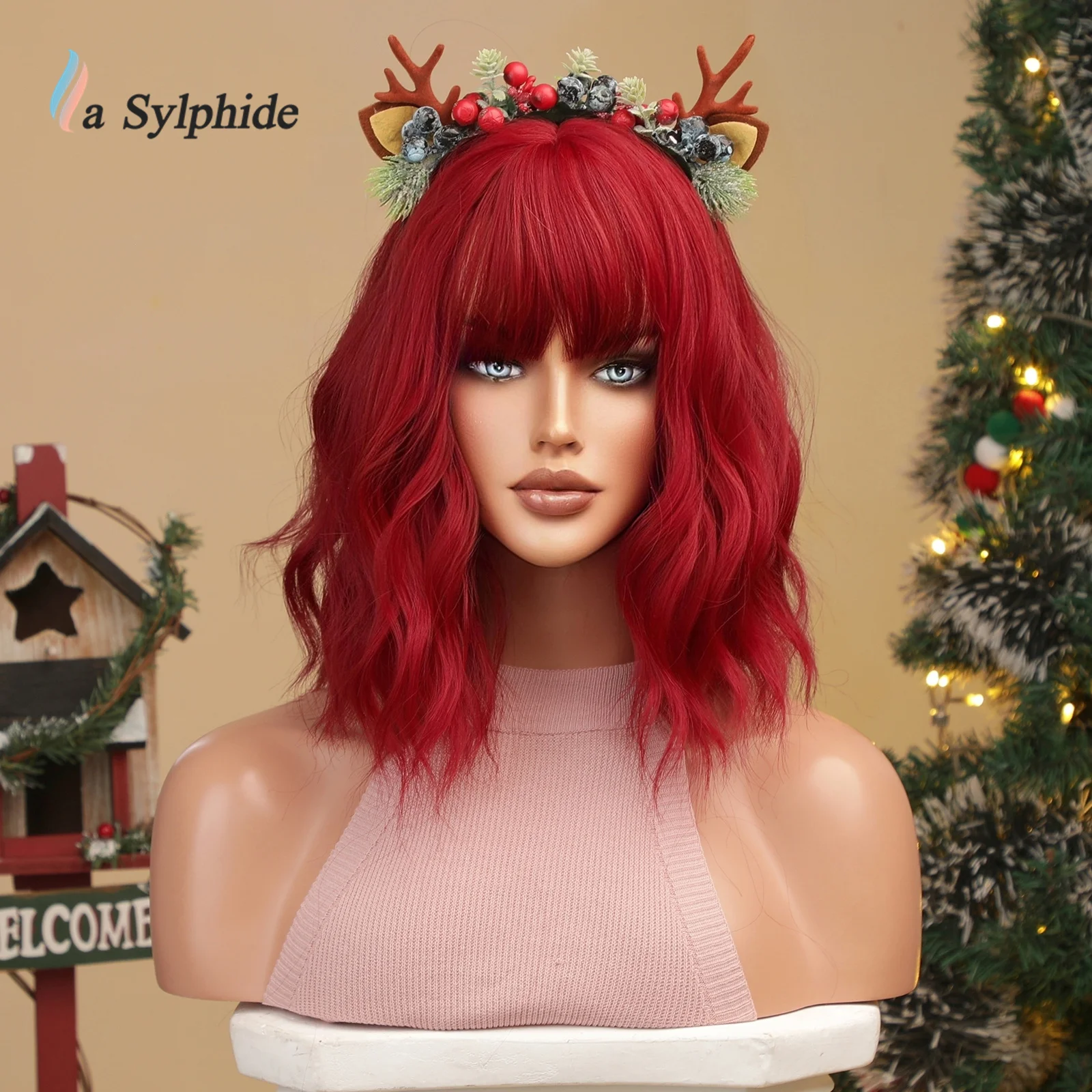 La Sylphide Curly Short Wigs for Women Christmas Red Wig with Bangs Party Natural Cosplay Synthetic Wig High Temperature Hai
La Sylphide Curly Short Wigs for Women Christmas Red Wig with Bangs Party Natural Cosplay Synthetic Wig High Temperature Hai