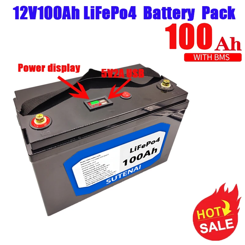 12V 100Ah Lithium Iron Phosphate Battery LiFePO4 Built-in BMS LiFePO4 Battery for Solar Power System RV House Trolling Motor
12V 100Ah Lithium Iron Phosphate Battery LiFePO4 Built-in BMS LiFePO4 Battery for Solar Power System RV House Trolling Motor