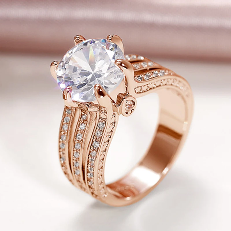 Huitan Trendy Wedding Rings for Women Luxury Brilliant Round Cubic Zirconia Elegant 6 Claw Design Engagement Eternity Jewelry
Huitan Trendy Wedding Rings for Women Luxury Brilliant Round Cubic Zirconia Elegant 6 Claw Design Engagement Eternity Jewelry