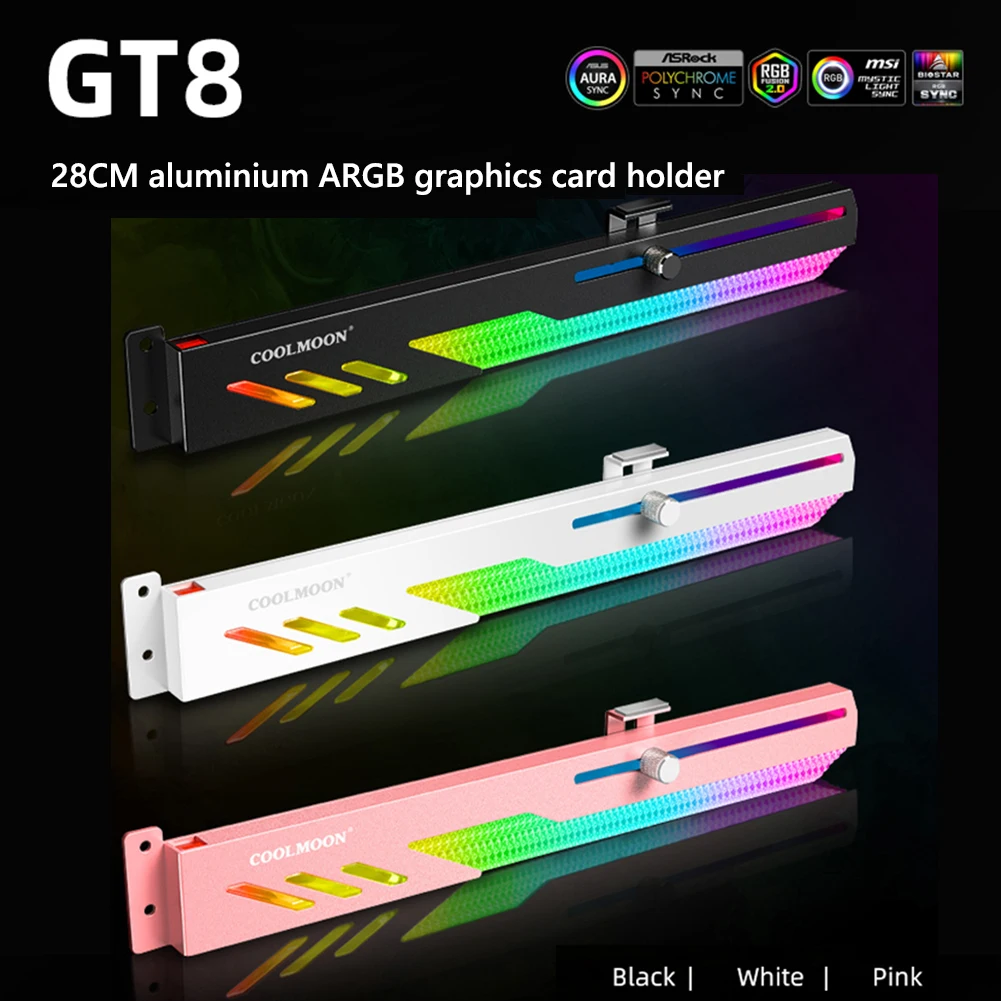 Colorful 5V A-RGB Vertical GPU Support Bracket Aluminum Alloy Computer Motherboards Graphics Video Card Stand Bracket GPU Holder
Colorful 5V A-RGB Vertical GPU Support Bracket Aluminum Alloy Computer Motherboards Graphics Video Card Stand Bracket GPU Holder