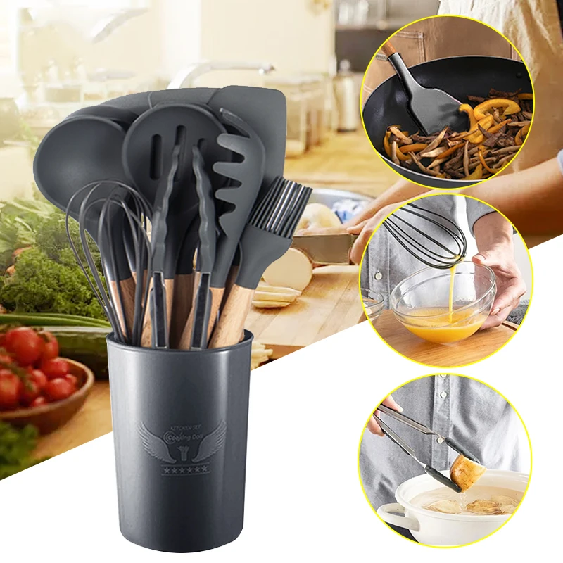 Silicone Kitchenware Set BPA Free Kitchen Newest Cooking Baking Tools Accessories Kitchen Utensil Gadgets with Container
Silicone Kitchenware Set BPA Free Kitchen Newest Cooking Baking Tools Accessories Kitchen Utensil Gadgets with Container