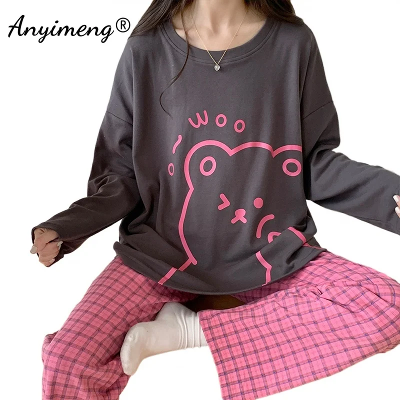 Pink Cute Bears Womens Pajamas Set Autumn Spring New Faux Cotton Sleepwear Korean Kawaii Girls Pijamas Long Sleeved Homesuits
Pink Cute Bears Womens Pajamas Set Autumn Spring New Faux Cotton Sleepwear Korean Kawaii Girls Pijamas Long Sleeved Homesuits