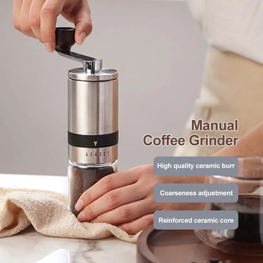 Portable Manual Stainless Steel Coffee Grinder Ceramic Adjustable Coffee Bean Grinder Coffee Appliances Easy Clean Kitchen Tools
Portable Manual Stainless Steel Coffee Grinder Ceramic Adjustable Coffee Bean Grinder Coffee Appliances Easy Clean Kitchen Tools