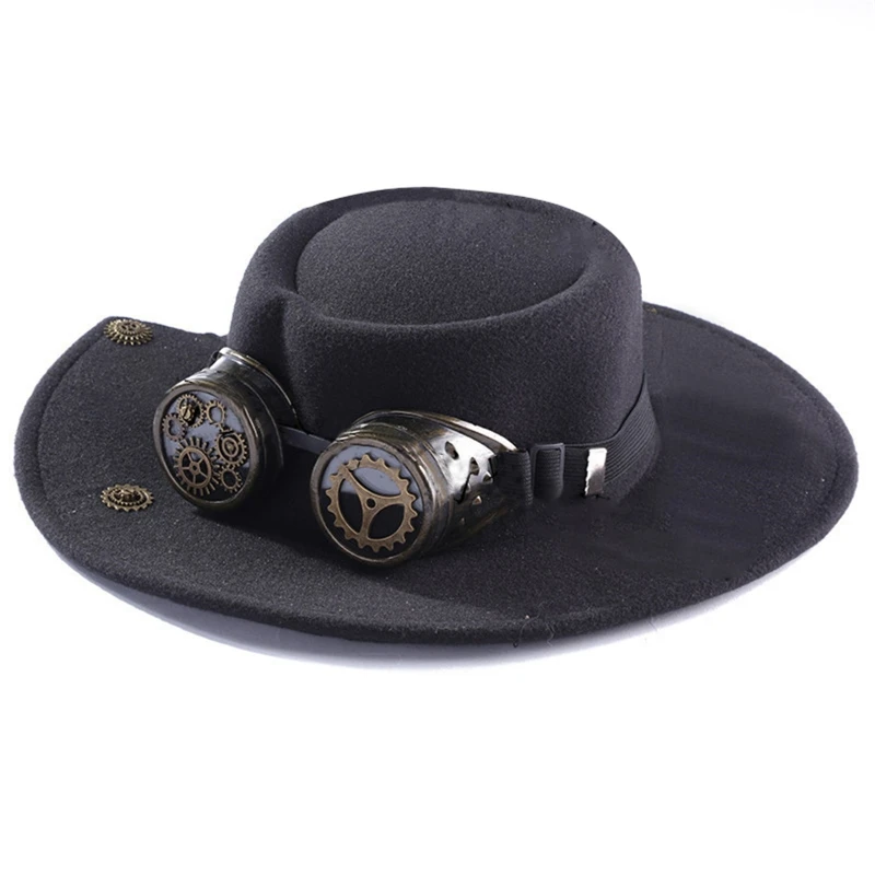 Steampunk Top Hat With Goggles Vintage Jazz Hat Gothic Steampunk Flat Hat Black Gay Top Hat Halloween Party
Steampunk Top Hat With Goggles Vintage Jazz Hat Gothic Steampunk Flat Hat Black Gay Top Hat Halloween Party