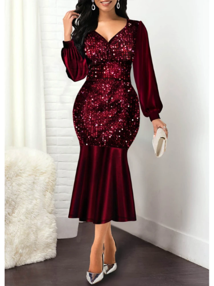 Dress for Women 2023 Sexy V Neck Sequin Evening Wedding Party Dress Elegant Shiny Long Sleeve Bodycon Mermaid Dresses Formal 5xl
Dress for Women 2023 Sexy V Neck Sequin Evening Wedding Party Dress Elegant Shiny Long Sleeve Bodycon Mermaid Dresses Formal 5xl