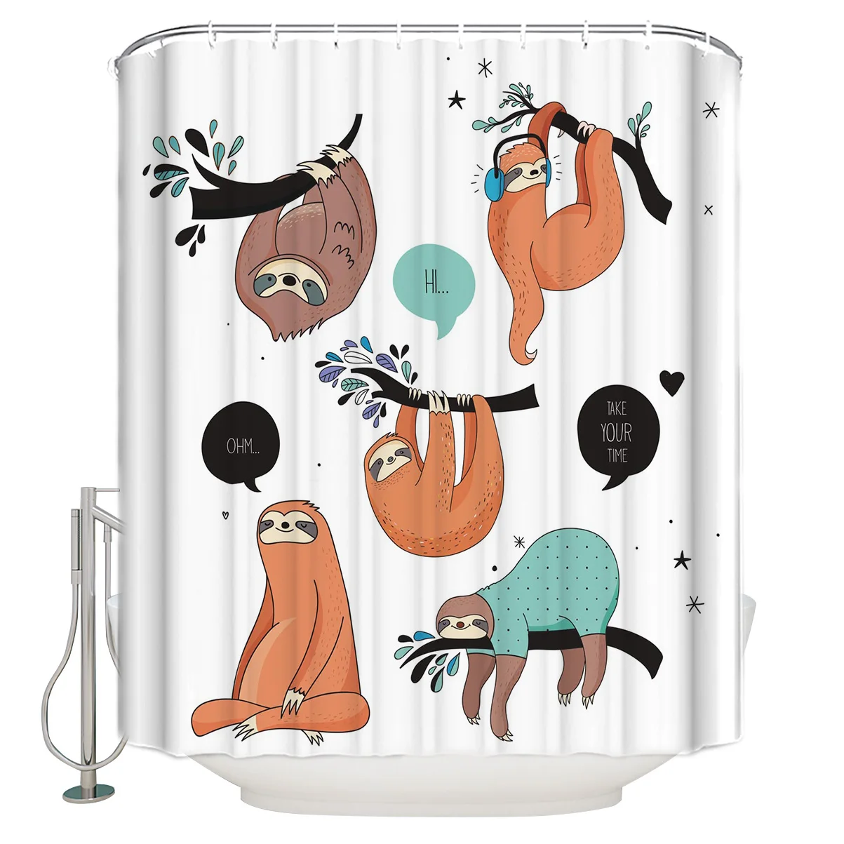 Sloth Cartoon Branch Shower Curtain Eco-Friendly Bath Curtain with Hooks Polyester Waterproof Curtain Bathroom Decor
Sloth Cartoon Branch Shower Curtain Eco-Friendly Bath Curtain with Hooks Polyester Waterproof Curtain Bathroom Decor
