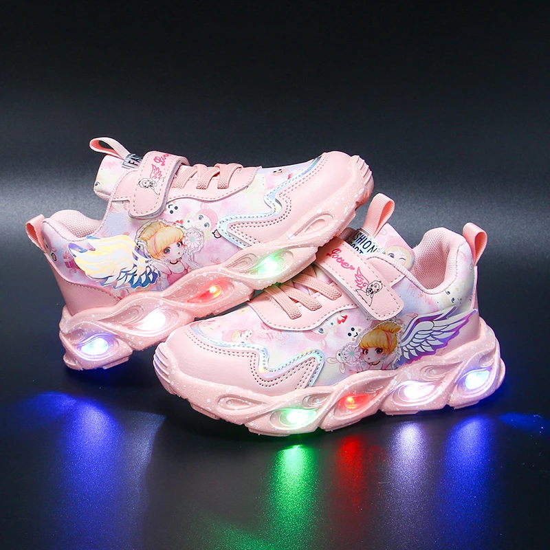 

Светящиеся Детские кроссовки со светодиодной подсветкой, повседневные Модные дышащие кроссовки для маленьких мальчиков и девочек, спортивная обувь для бега с мягкой нескользящей подошвой
