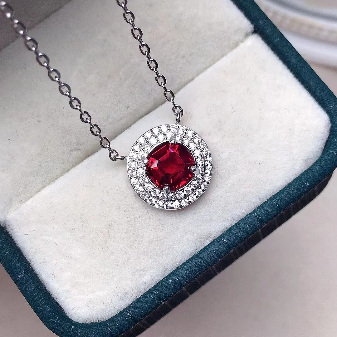 Small Round Silver Pendant with Gemstone 6mm*6mm 0.6ct Natural Garnet Necklace Pendant 925 Silver Garnet Pendant Gift for Girl
Small Round Silver Pendant with Gemstone 6mm*6mm 0.6ct Natural Garnet Necklace Pendant 925 Silver Garnet Pendant Gift for Girl