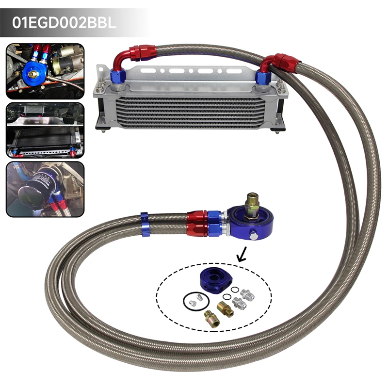 Universal 9 Row AN10 Engine Oil Cooler w/ Mounting Bracket + Filter Adapter hose Kit Blue/Black For audi q7
Universal 9 Row AN10 Engine Oil Cooler w/ Mounting Bracket + Filter Adapter hose Kit Blue/Black For audi q7
