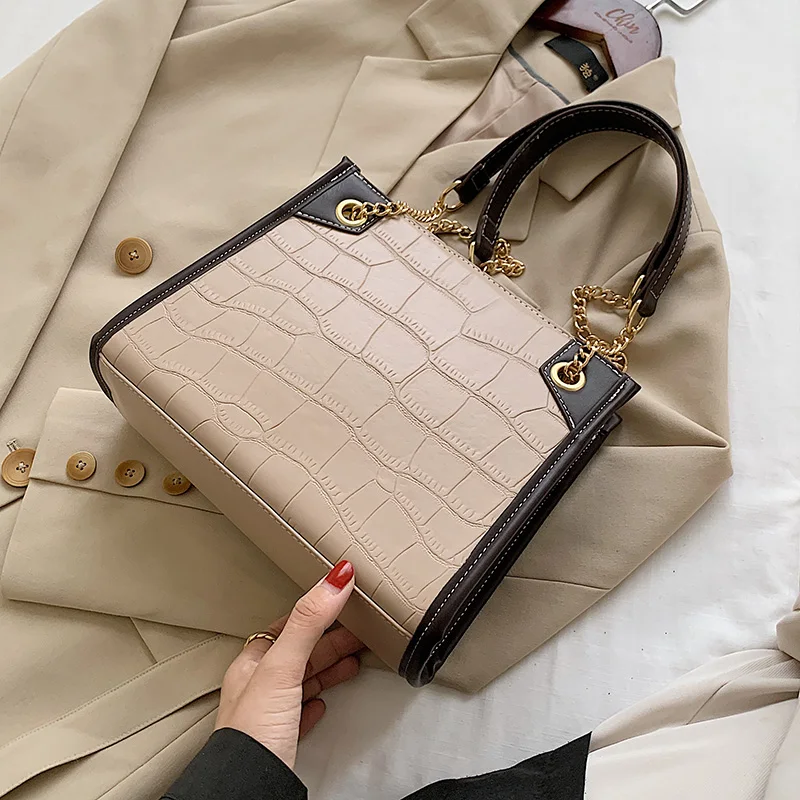 Сумка на плечо из искусственной кожи для женщин, дизайнерская сумка контрастных цветов с цепочкой и узором под камень, 2020
Сумка на плечо из искусственной кожи для женщин, дизайнерская сумка контрастных цветов с цепочкой и узором под камень, 2020