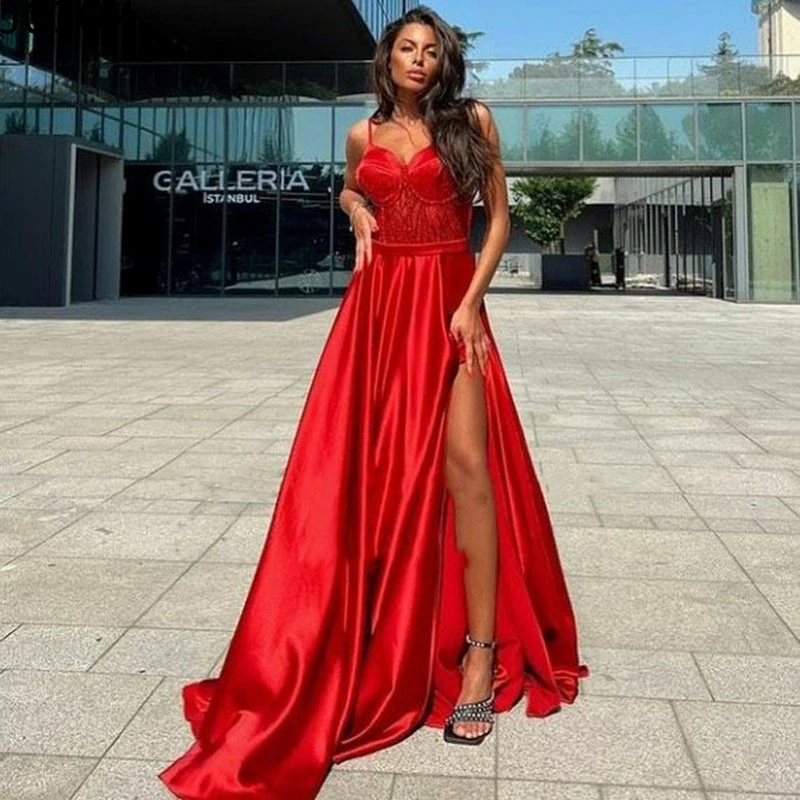 Dress 2022 Women Sexy High Side Split Evening Dresses 2022 Strapless A Line Soft Stain Prom Gowns Sleeveless Red Party Dress
Dress 2022 Women Sexy High Side Split Evening Dresses 2022 Strapless A Line Soft Stain Prom Gowns Sleeveless Red Party Dress