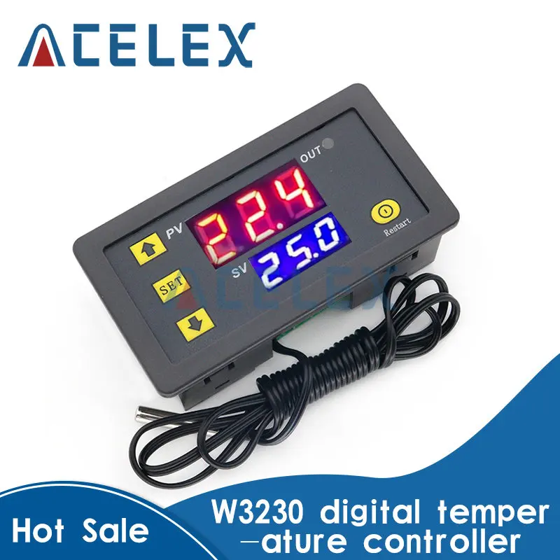 W3230 12V 24V AC110-220V Probe line 20A Digital Temperature Control LED Display Thermostat With Heat/Cooling Control Instrument
W3230 12V 24V AC110-220V Probe line 20A Digital Temperature Control LED Display Thermostat With Heat/Cooling Control Instrument