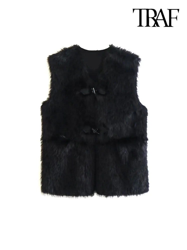 TRAF Women Fashion With Pockets Faux Fur Waistcoat Vintage Sleeveless Front Toggle Female Outerwear Chic Vest Tops
TRAF Women Fashion With Pockets Faux Fur Waistcoat Vintage Sleeveless Front Toggle Female Outerwear Chic Vest Tops