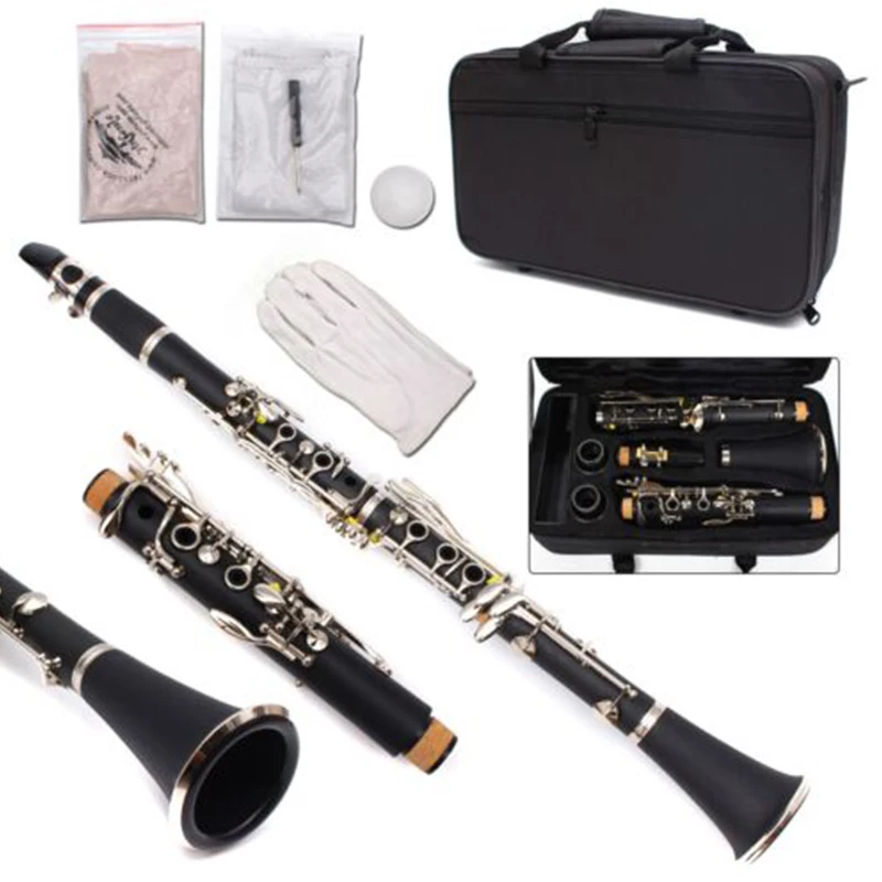 New Professional Clarinet Ebonite Wood Nickel Plated Key Bb Key 17 key Case #7
New Professional Clarinet Ebonite Wood Nickel Plated Key Bb Key 17 key Case #7