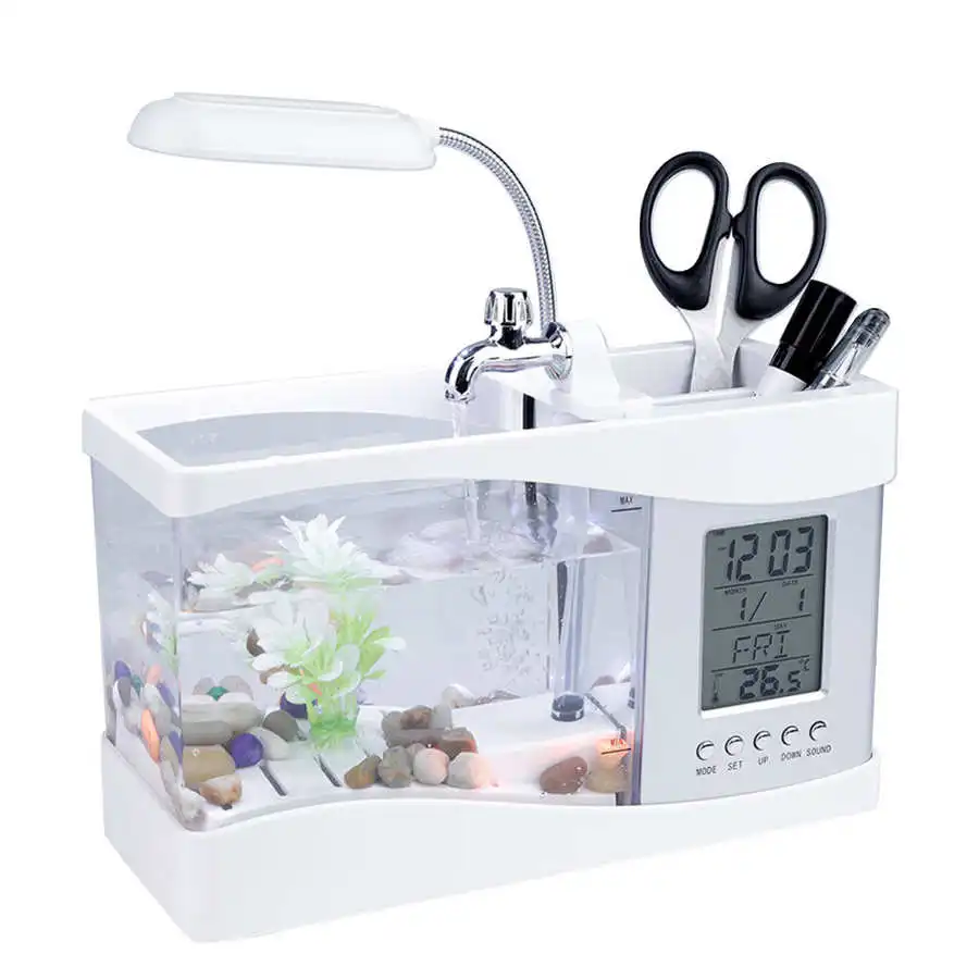USB Rechargeable Desktop Aquarium Mini Fish Tank Multifunction Aquarium w/ LED Light LCD Display Screen and Clock Fish Supplies
USB Rechargeable Desktop Aquarium Mini Fish Tank Multifunction Aquarium w/ LED Light LCD Display Screen and Clock Fish Supplies