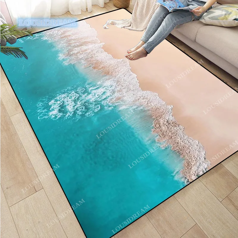 

Beach Shell Carpet Bedroom Sofa Starfish Floor Mat Bathroom Door Mat Absorbent and Non slip Rugs Kitchen Mat