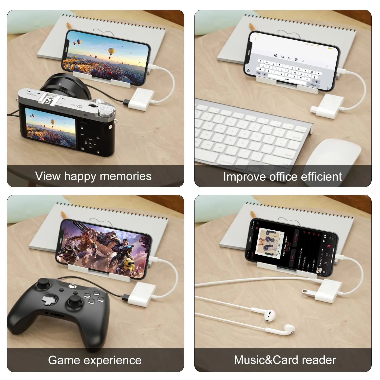 Адаптер Lightning/USB 3 для камеры iPhone iPad к OTG кардридеру AUX аудио наушникам кабель с