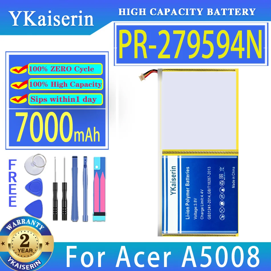 Аккумуляторная батарея ykaisсеребрин PR-279594N PR279594N 7000 мАч для Acer Iconia 10 Iconia10 A3-A40 A5008 Iconia One10
Аккумуляторная батарея ykaisсеребрин PR-279594N PR279594N 7000 мАч для Acer Iconia 10 Iconia10 A3-A40 A5008 Iconia One10