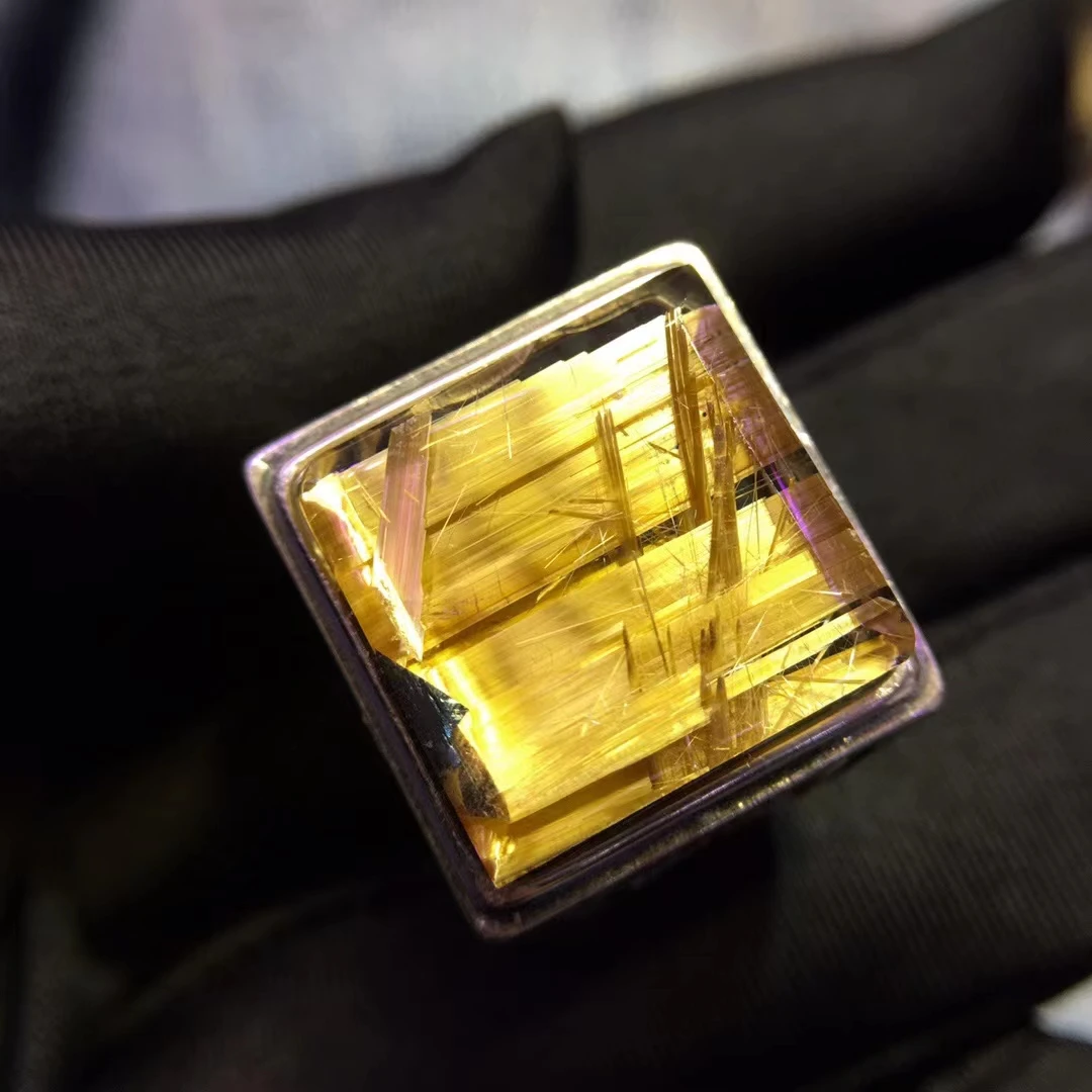 Natural Gold Rutilated Quartz Flower Adjustable Ring 925 Silver Men 16*15.4mm Ball Rutilated Beads AAAAAA
Natural Gold Rutilated Quartz Flower Adjustable Ring 925 Silver Men 16*15.4mm Ball Rutilated Beads AAAAAA