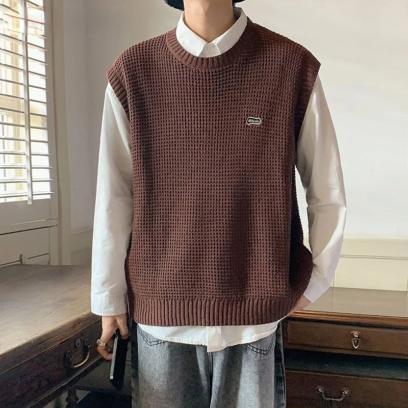 Sleeveless Men Neck Vintage Vest Korean Solid Japanese Sweater Round Vests All-match Simple Sweater Loose Color Knitted Harajuku
Sleeveless Men Neck Vintage Vest Korean Solid Japanese Sweater Round Vests All-match Simple Sweater Loose Color Knitted Harajuku