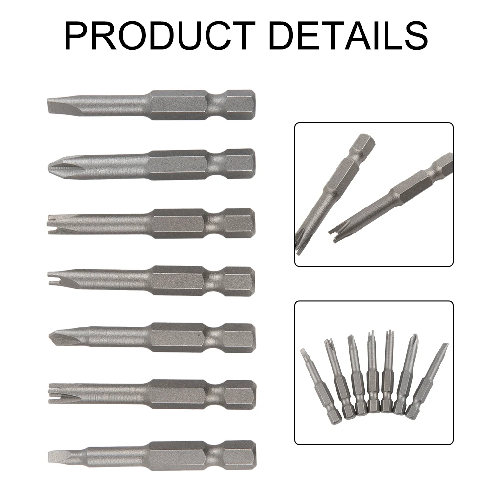 7 Pcs 50mm Screwdriver Bit Triangle(2.6) Y1 U2.6 Three Points Four Points PH2 SL Head 6.35mm Hex Shank For Electric Driver Tool
7 Pcs 50mm Screwdriver Bit Triangle(2.6) Y1 U2.6 Three Points Four Points PH2 SL Head 6.35mm Hex Shank For Electric Driver Tool