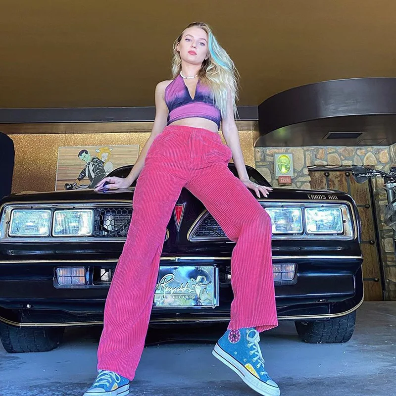 Y2K Fashion Hot Pink Corduroy 2021 High Waist Pants Hip Hop Style Loosed Pocket Long Pants 90s Streetwear E-girl Outfits Rave
Y2K Fashion Hot Pink Corduroy 2021 High Waist Pants Hip Hop Style Loosed Pocket Long Pants 90s Streetwear E-girl Outfits Rave
