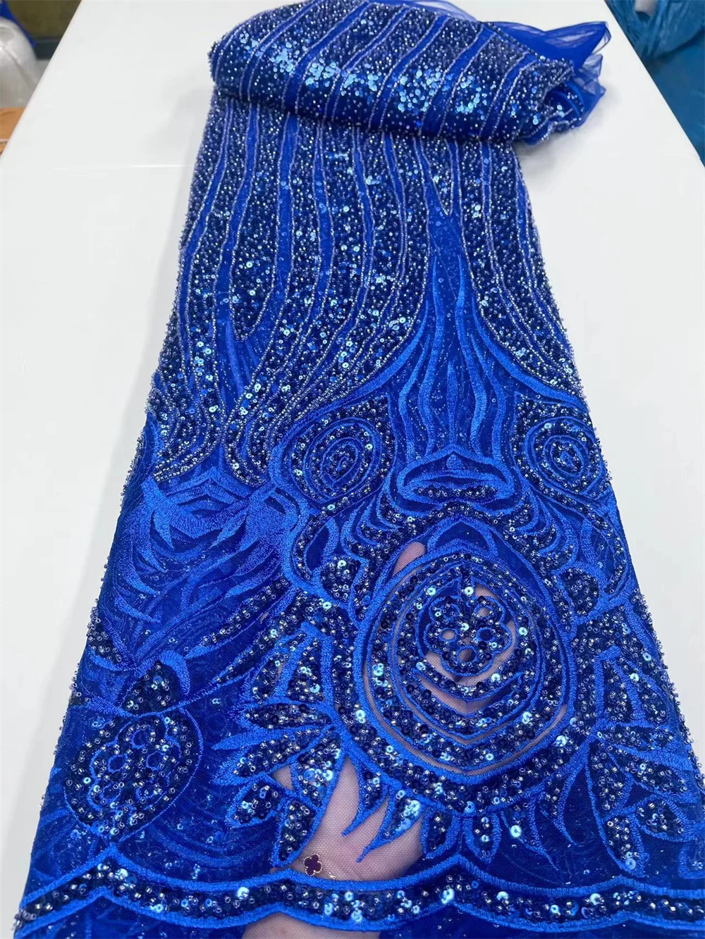 5 Yards High Quality French Tulle Net Sequin Fabrics Luxury Handmade Beaded Lace Fabric African Lace For Wedding Dress QF0052
5 Yards High Quality French Tulle Net Sequin Fabrics Luxury Handmade Beaded Lace Fabric African Lace For Wedding Dress QF0052