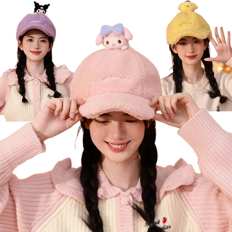 Новая милая плюшевая бейсболка Mymelody Kuromi, модная осенне-зимняя сохраняющая тепло Уличная Кепка, милая дорожная Кепка, подарок для девушки 
Новая милая плюшевая бейсболка Mymelody Kuromi, модная осенне-зимняя сохраняющая тепло Уличная Кепка, милая дорожная Кепка, подарок для девушки