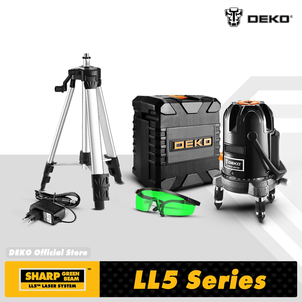 DEKO Laser Level 5 Line Red/Green Self-leveling 360 Degree Adjustment Horizontal&Vertical Higher Visibility LL5 Series
DEKO Laser Level 5 Line Red/Green Self-leveling 360 Degree Adjustment Horizontal&Vertical Higher Visibility LL5 Series