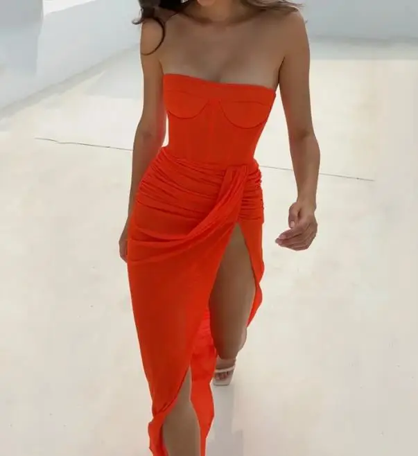 Women Sleeveless Waist Split Dress Summer New Solid Color A-Line Skirt Collarless Breast Wrapping Open Back Sexy Long Dress
Women Sleeveless Waist Split Dress Summer New Solid Color A-Line Skirt Collarless Breast Wrapping Open Back Sexy Long Dress