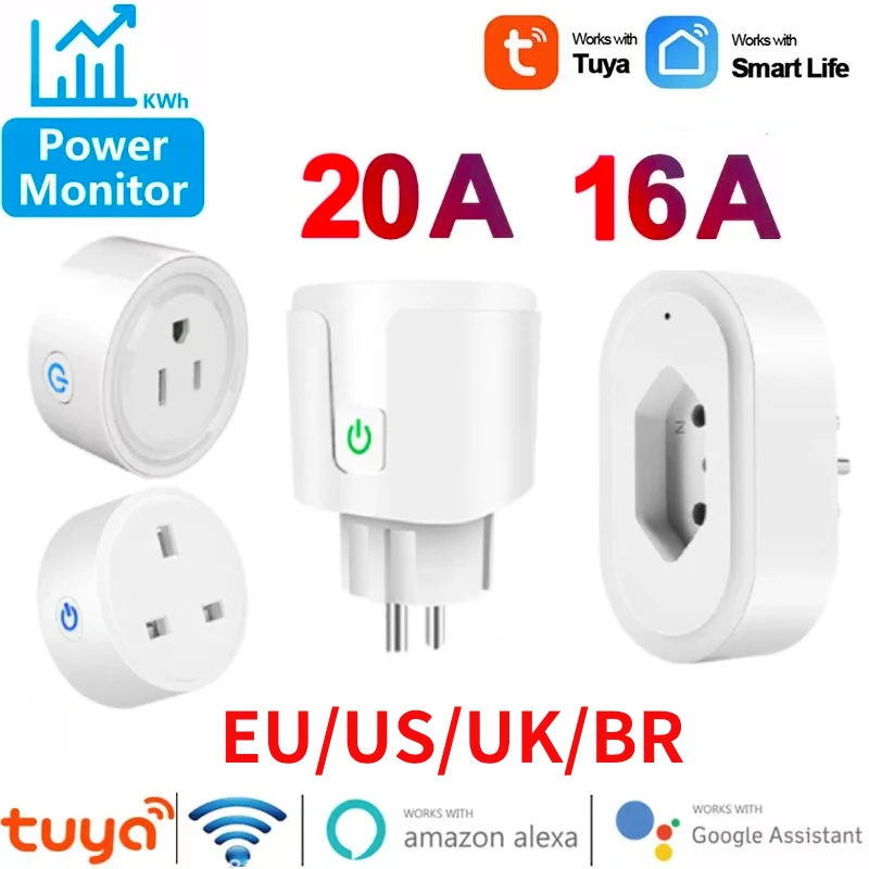 Tuya WiFi Smart Plug EU/BR 20A Smart Plug Power Outlet With Power Monitor Timer Socket Works With Alexa Google Assistant
Tuya WiFi Smart Plug EU/BR 20A Smart Plug Power Outlet With Power Monitor Timer Socket Works With Alexa Google Assistant