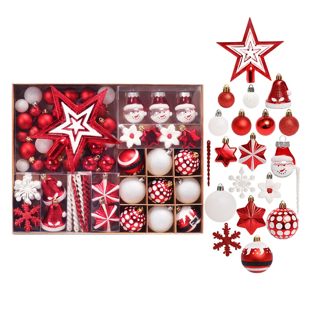 80pcs Christmas Ball 3D Painted Ball Snow Flake Ball Santa Tree Star Home Decoration New Year 2023 Hanging Ornament Sets
80pcs Christmas Ball 3D Painted Ball Snow Flake Ball Santa Tree Star Home Decoration New Year 2023 Hanging Ornament Sets