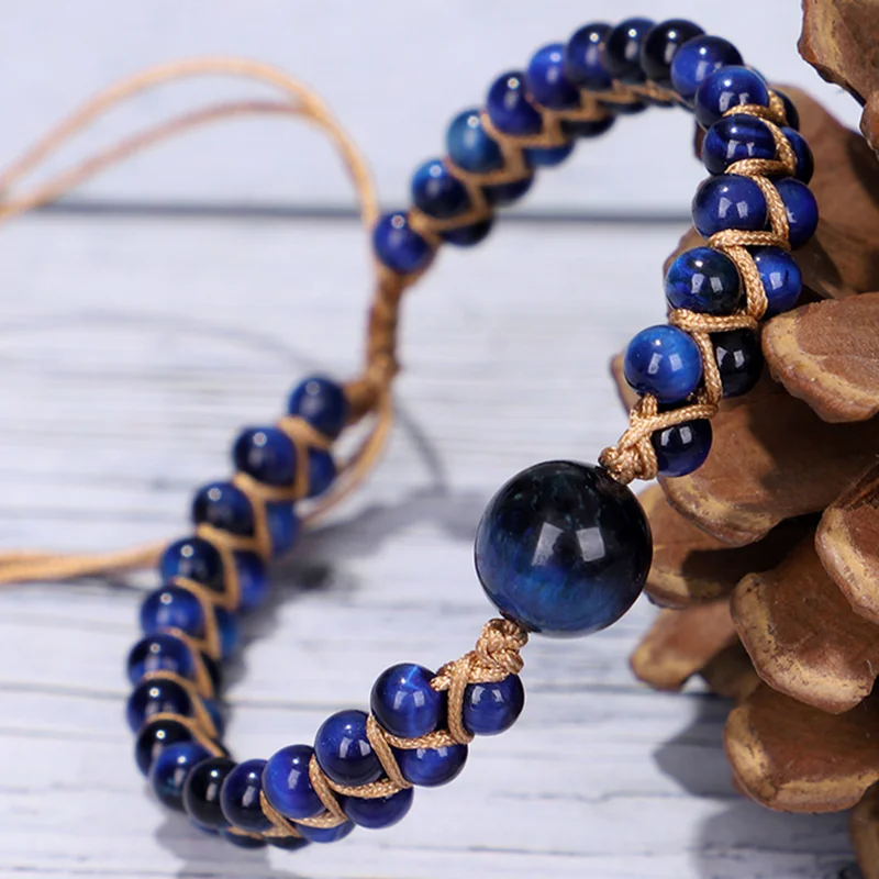 Feng Shui Gift Hand Woven Blue Tiger Eye Double Stone Bracelet for Men and Women Handmade Good Lucky Amulet Jewellery
Feng Shui Gift Hand Woven Blue Tiger Eye Double Stone Bracelet for Men and Women Handmade Good Lucky Amulet Jewellery