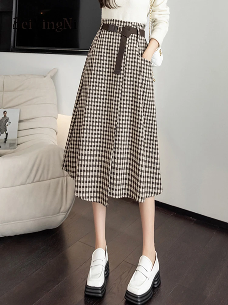 Beiyingni Women Plaid Midi Skirt With Belt Vintage Pockets High Waist Long A-line Skirts for Woman Slim Woolen Winter Clothes
Beiyingni Women Plaid Midi Skirt With Belt Vintage Pockets High Waist Long A-line Skirts for Woman Slim Woolen Winter Clothes