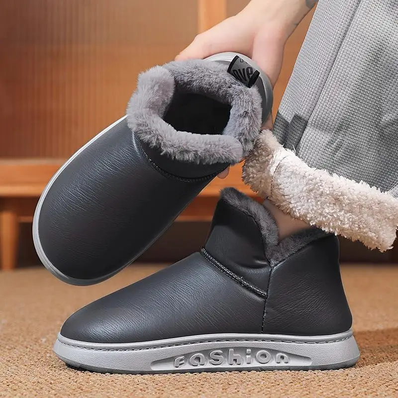 

Northeast Snow Boots Men's Cotton-Padded Shoes Warm Winter Fleece-Lined Thick High-Top Youth Korean Men's Shoes Black Large Size