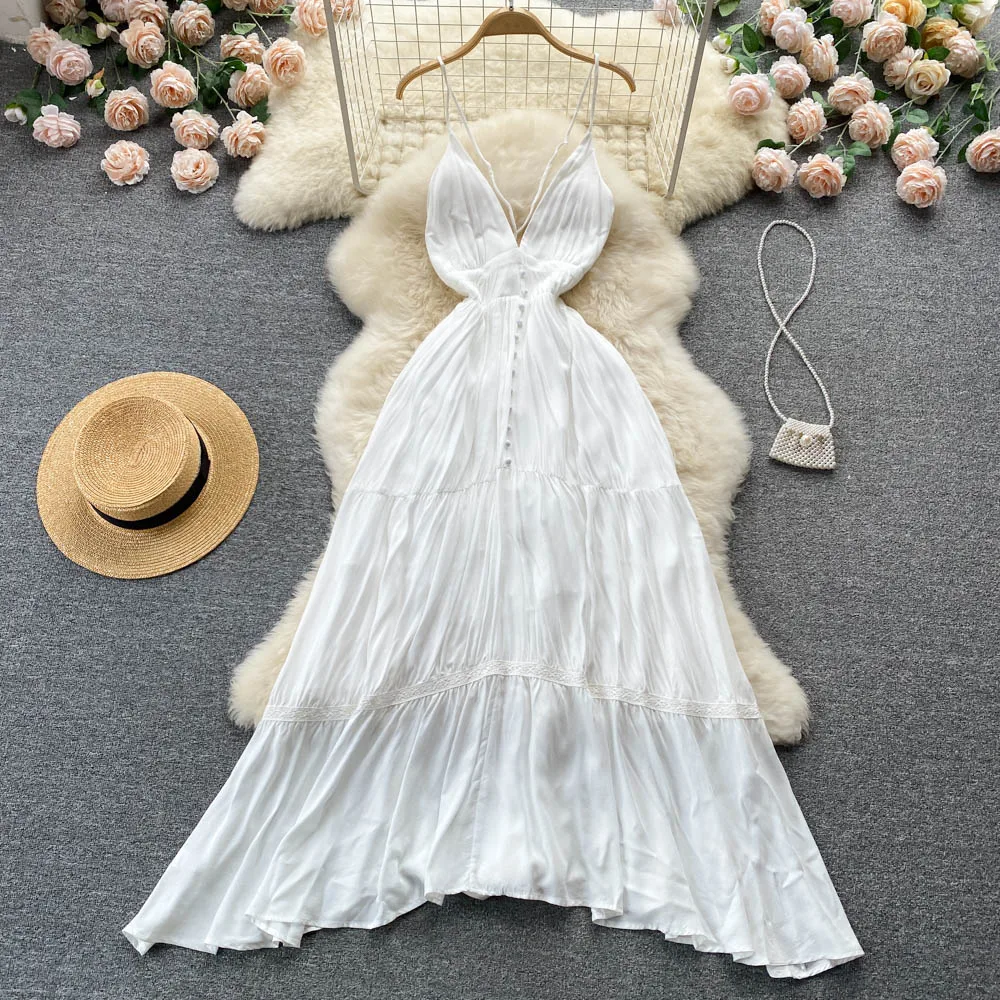 Seaside Women New Fashion Summer V Neck Sleeveless Bohemian Long White Dress Sexy Party Vestido De Mujer G405
Seaside Women New Fashion Summer V Neck Sleeveless Bohemian Long White Dress Sexy Party Vestido De Mujer G405