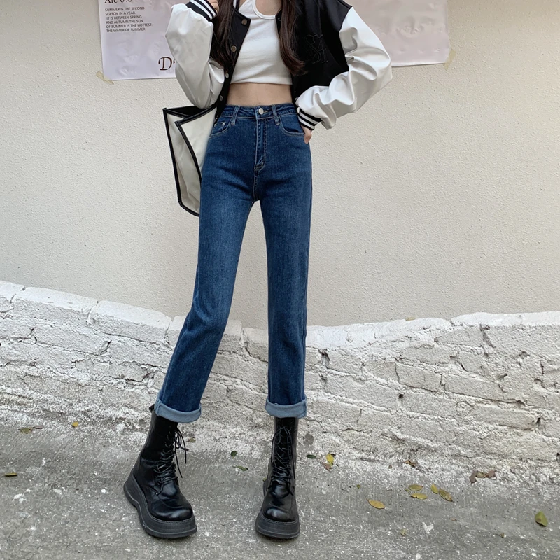 DD3084 New straight jeans women's high waist slim elastic ninth pants loose jeans
DD3084 New straight jeans women's high waist slim elastic ninth pants loose jeans