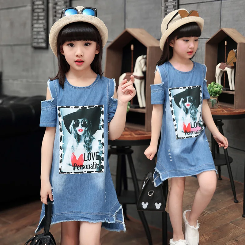 Children Denim Off Shoulder Dresses For Girls Summer Pattern Kids Clothing Short Sleeve Child Clothes Jeans Shirts Dress New
Children Denim Off Shoulder Dresses For Girls Summer Pattern Kids Clothing Short Sleeve Child Clothes Jeans Shirts Dress New