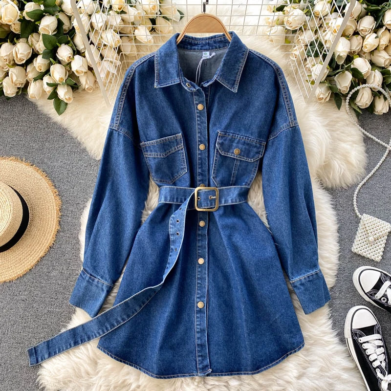 Vintage Casual Green Black Jackets Women Slim Mid-length Belt Waist Slim Denim Coat Polo Collar Retro Breasted Denim Jacket
Vintage Casual Green Black Jackets Women Slim Mid-length Belt Waist Slim Denim Coat Polo Collar Retro Breasted Denim Jacket
