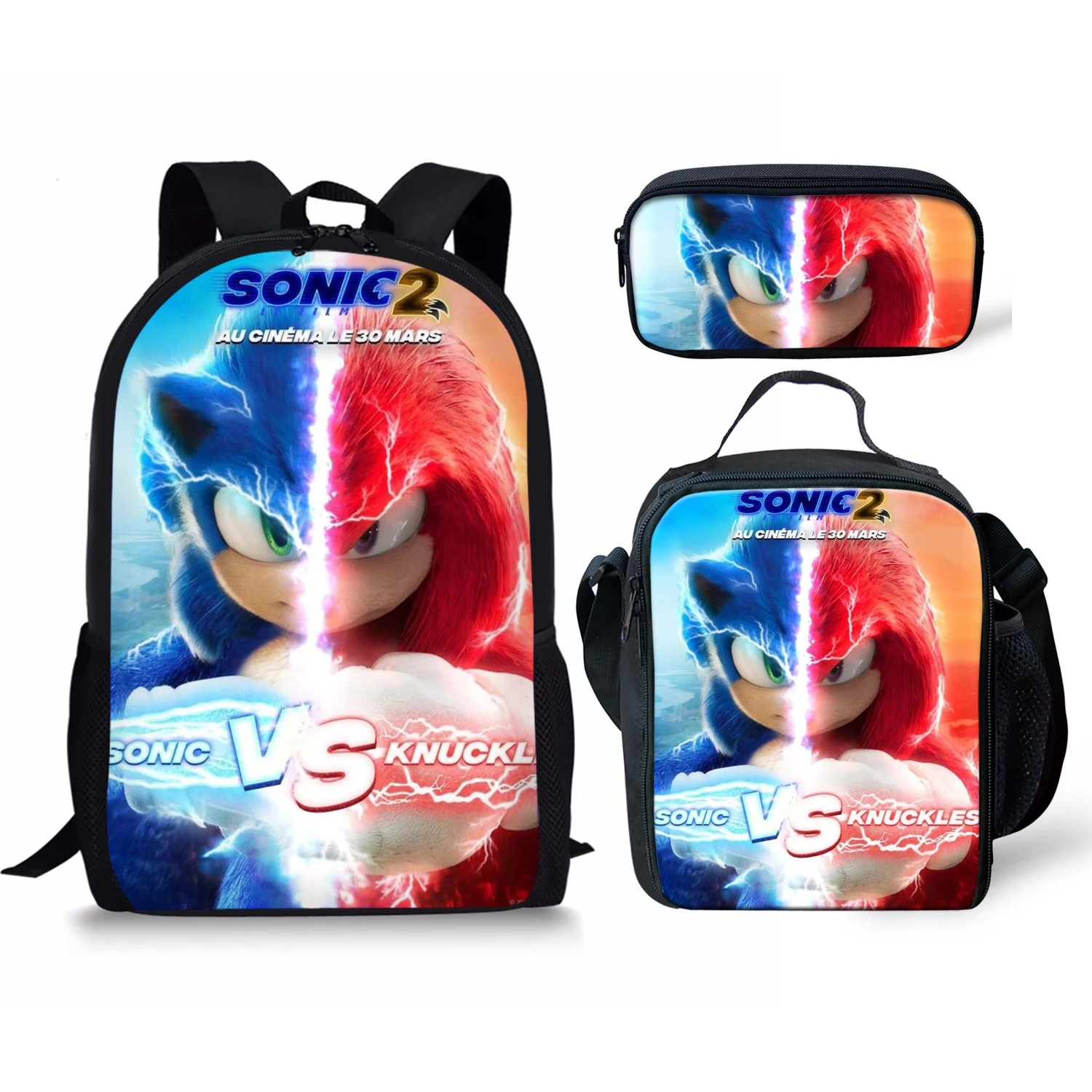 3 шт./компл. рюкзаки с принтом Sonic, Изолированные сумки для обеда и Пеналы, детские школьные сумки, студенческие подарки, рюкзаки 
3 шт./компл. рюкзаки с принтом Sonic, Изолированные сумки для обеда и Пеналы, детские школьные сумки, студенческие подарки, рюкзаки