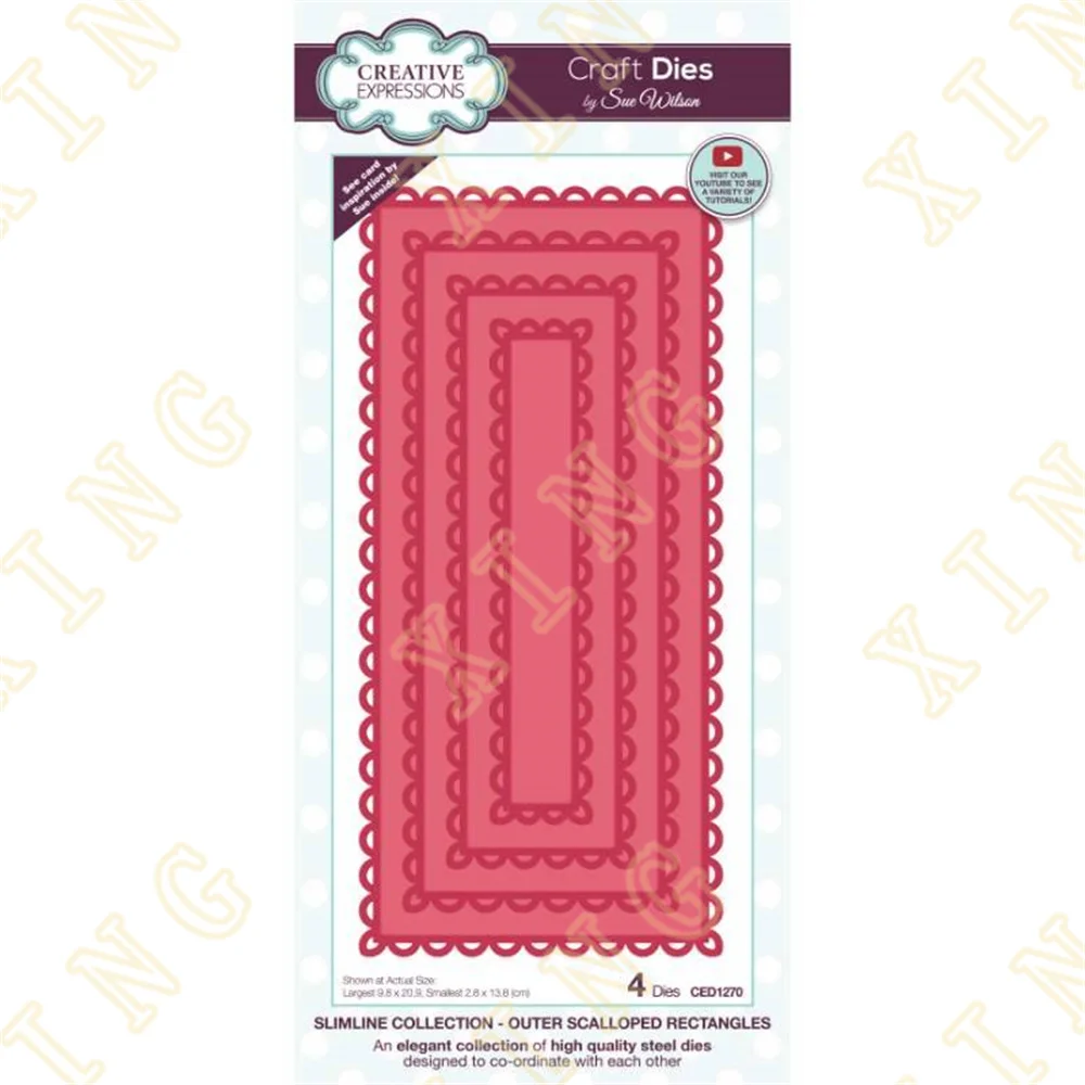 Metal Craft Cutting Dies Diy Scrapbook Paper Diary Decoration Card Handmade Embossing New Product Outer Scalloped Rectangles
Metal Craft Cutting Dies Diy Scrapbook Paper Diary Decoration Card Handmade Embossing New Product Outer Scalloped Rectangles