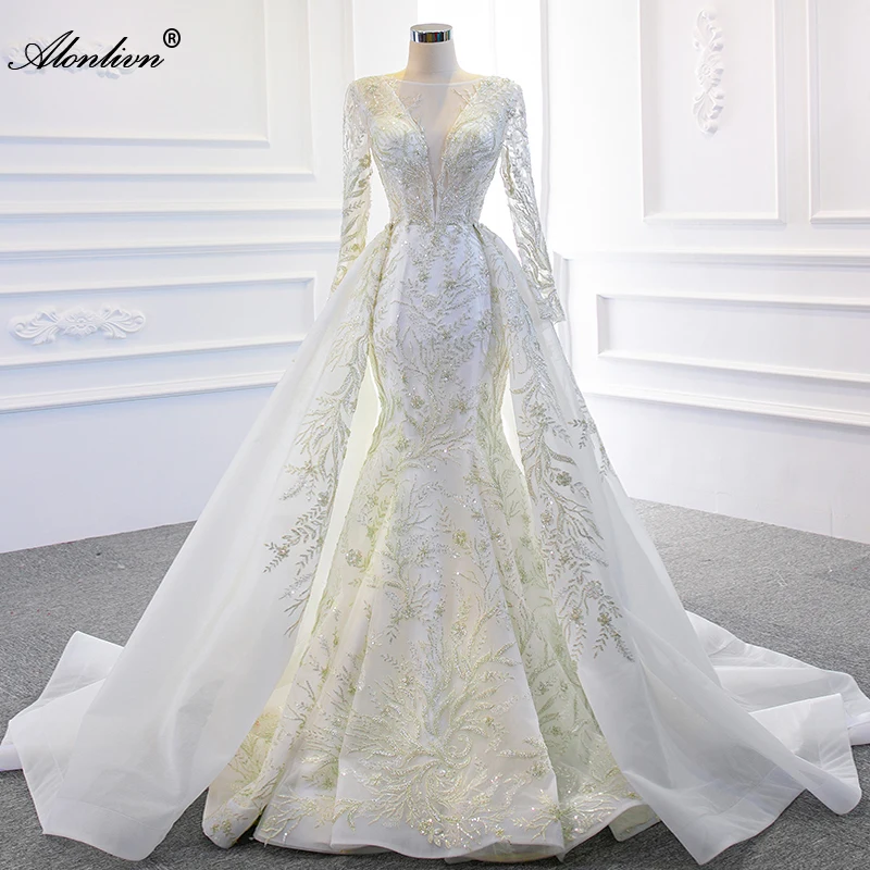 Alonlivn Beading Pearls Embroidery Mermaid Wedding Dresses Appliques Eegant 2 In 1 Trumpet Bridal Gowns Lace Up
Alonlivn Beading Pearls Embroidery Mermaid Wedding Dresses Appliques Eegant 2 In 1 Trumpet Bridal Gowns Lace Up