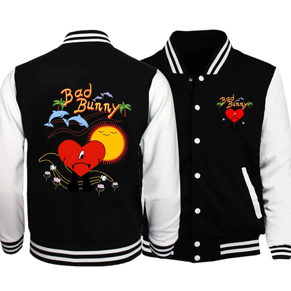 Bad Bunny Cosplay Baseball Jacket Uniform Men Jackets Streetwear Hip Hop Oversized Sweatshirt Bad Bunny Hoodie Casual Sportswear
Bad Bunny Cosplay Baseball Jacket Uniform Men Jackets Streetwear Hip Hop Oversized Sweatshirt Bad Bunny Hoodie Casual Sportswear