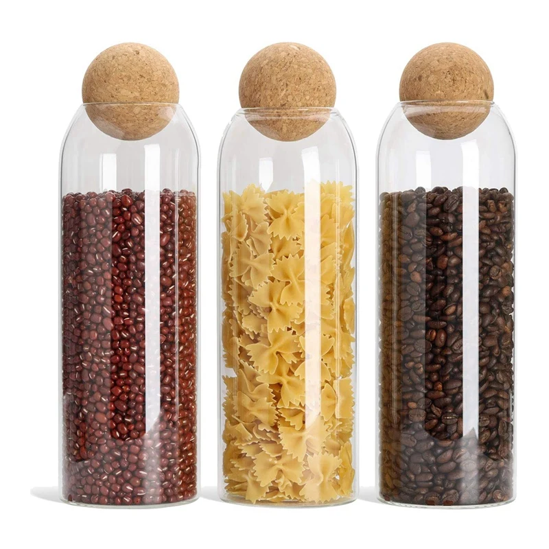 3 Pcs Clear Food Storage Jar Container With Airtight Cork Lid (42Oz/1240Ml), For Kitchen Tea Coffee Sugar Flour Spices
3 Pcs Clear Food Storage Jar Container With Airtight Cork Lid (42Oz/1240Ml), For Kitchen Tea Coffee Sugar Flour Spices