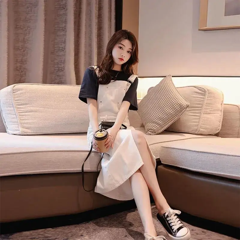 2022 Summer Women Fashion Two Piece Sets Female Loose O-neck Pullover Tops Ladies Loose Split Suspender Dresses Suits Y148
2022 Summer Women Fashion Two Piece Sets Female Loose O-neck Pullover Tops Ladies Loose Split Suspender Dresses Suits Y148