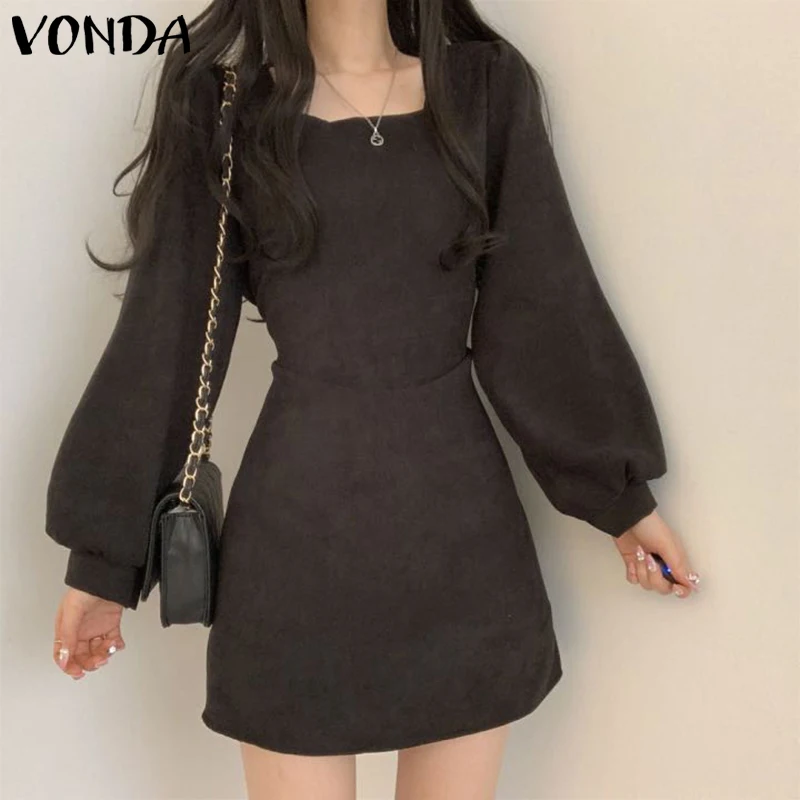 VONDA 2022 Fashion Solid Women Long Sleeve Sundress Casual Party Tunic Mini Dress Elegant Square Collar Plain Vestidos Oversized
VONDA 2022 Fashion Solid Women Long Sleeve Sundress Casual Party Tunic Mini Dress Elegant Square Collar Plain Vestidos Oversized